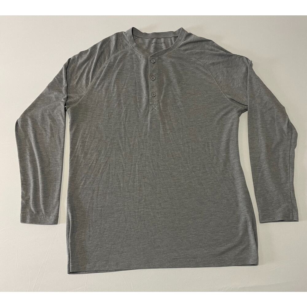 Mizzen+Main Shirt Mens‎ XL Gray Easy Knit Henley Performance Stretch Golf